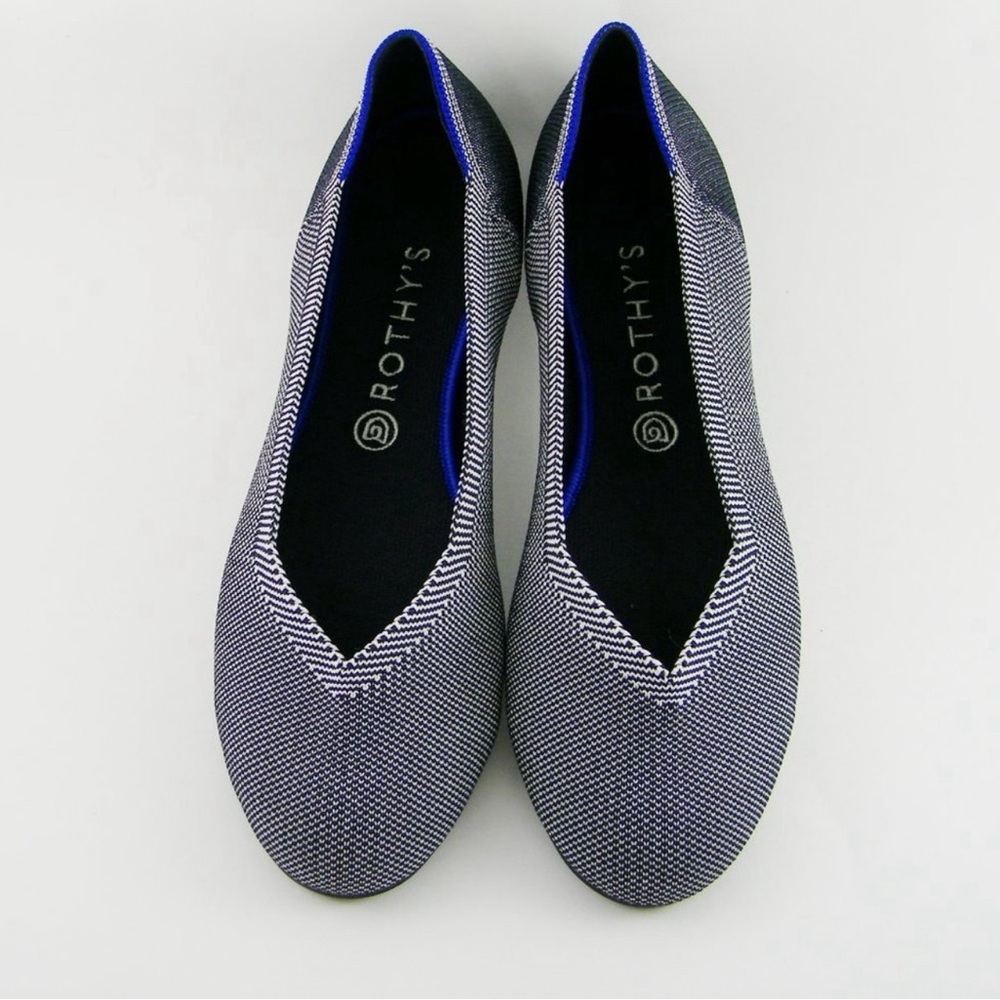 Rothy's Black & White Birdseye Round Toe Flat Sz 8